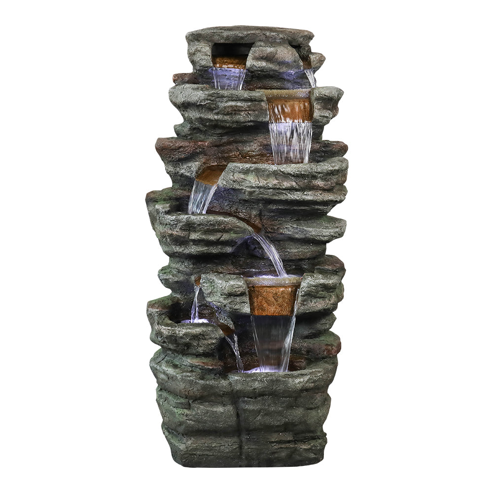 Westin Fountain 48" Tall Outdoor 6-Tier Amazonian Rainforest Waterfall Fountain with 30 LED LightsGPF220048