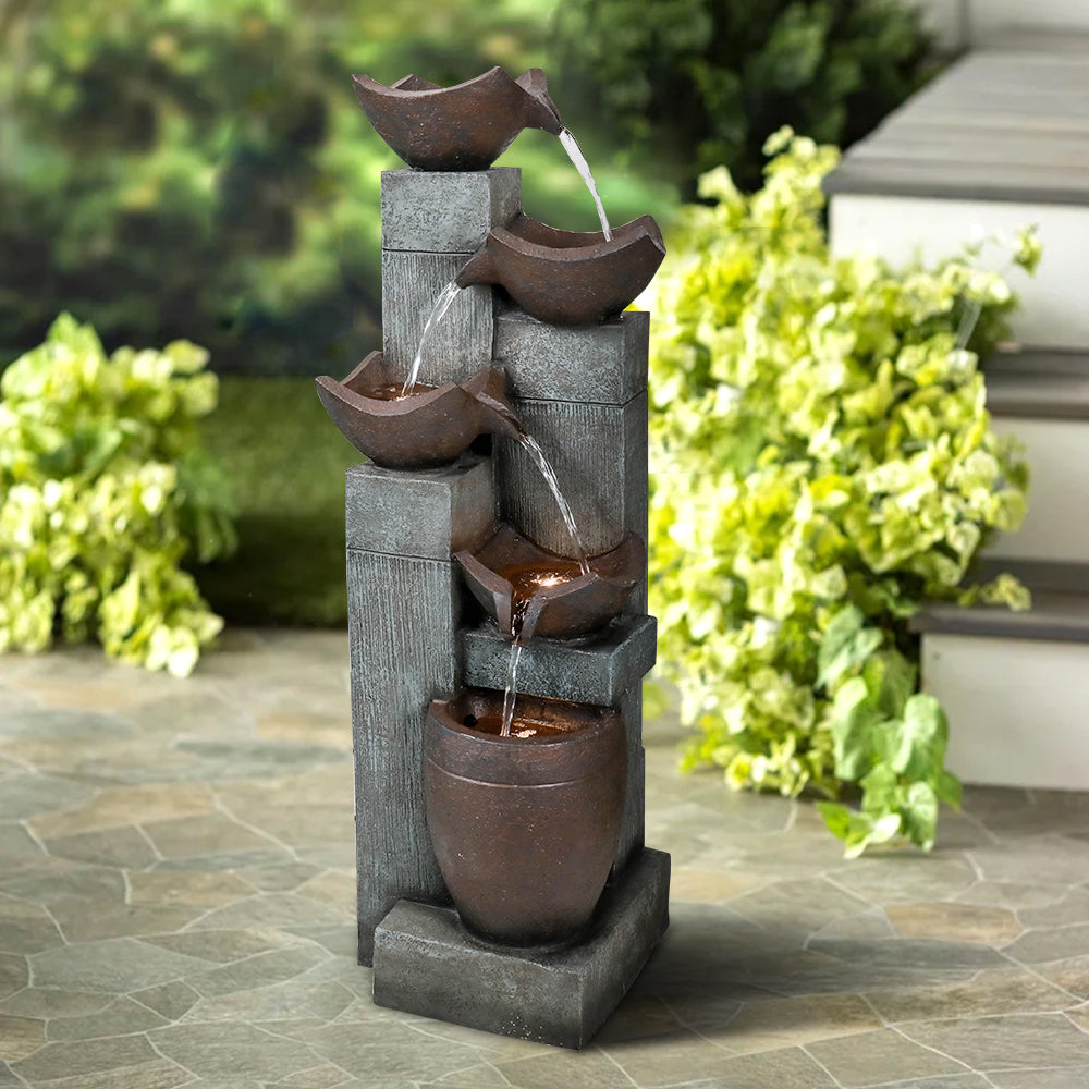 Westin Fountain 39" Tall Indoor/Outdoor Soothing 5-Tier Zen Fountain with LED LightsGPF210040