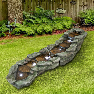 Westin Fountain 83" Long Outdoor Tiering Rocky River Stream Water Fountain with LED Lights