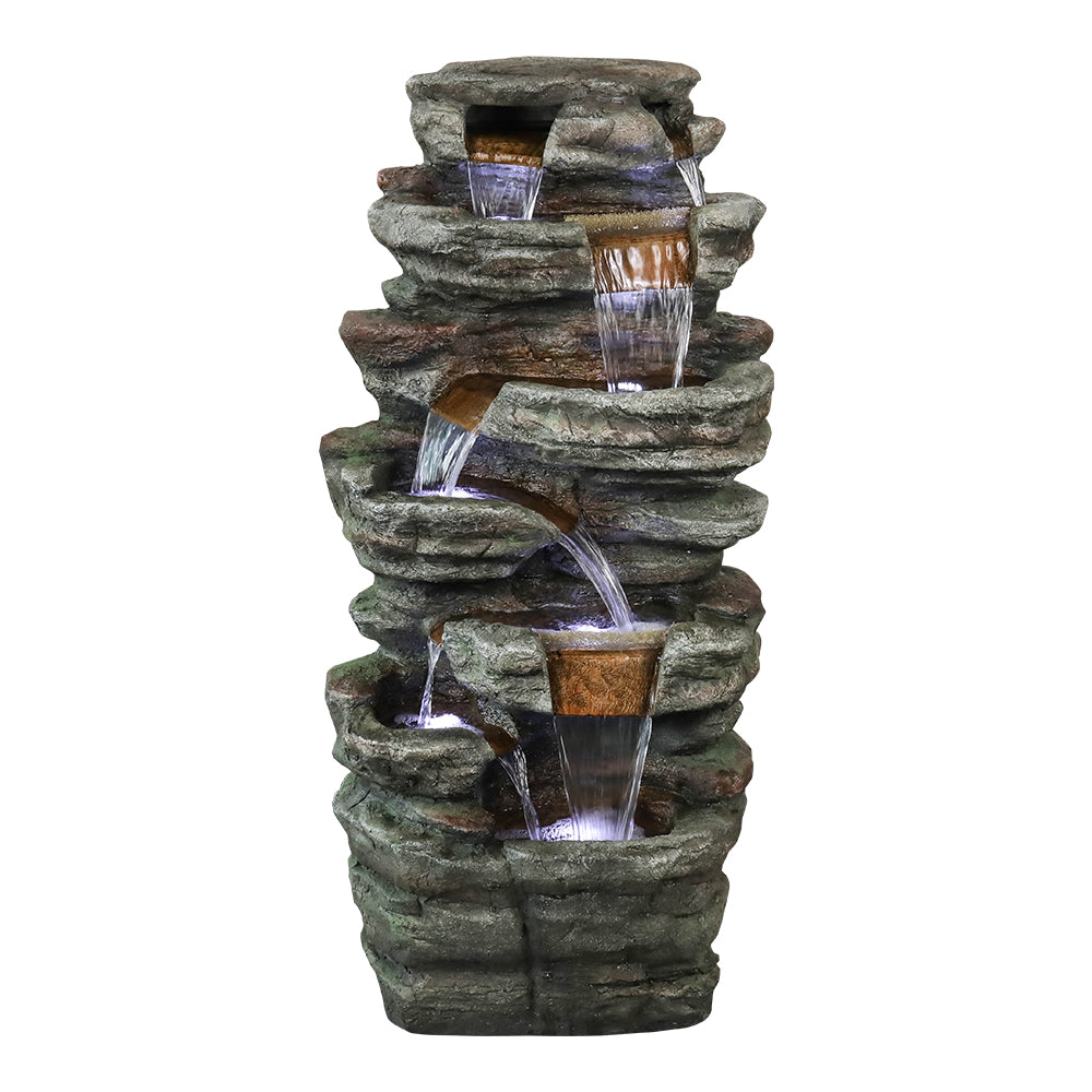 Westin Fountain 48" Tall Outdoor 6-Tier Amazonian Rainforest Waterfall Fountain with 30 LED LightsGPF220048