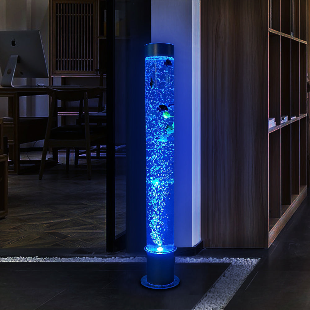 Indoor bubble cylindrical water fountain with color-changing led lights