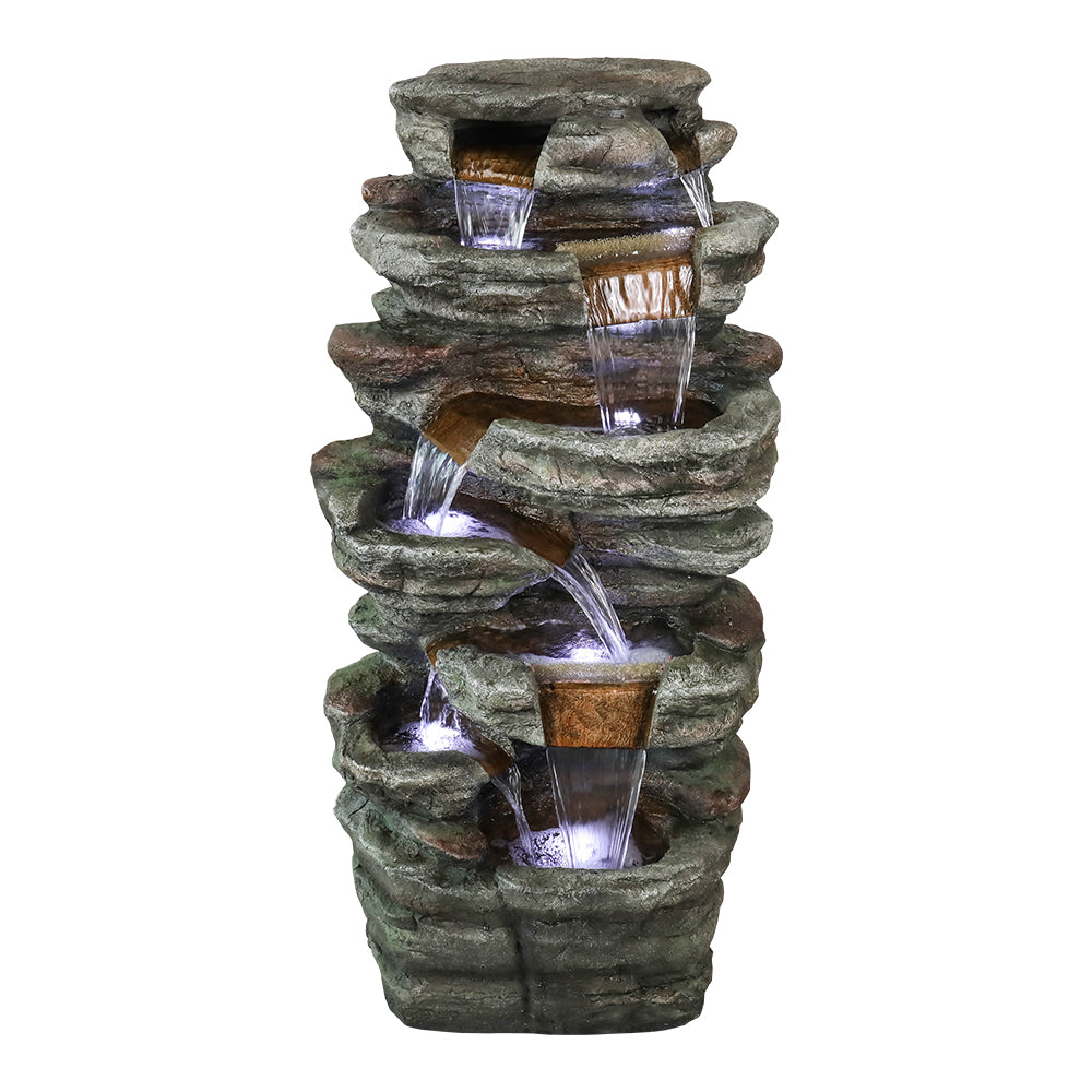 Westin Fountain 48" Tall Outdoor 6-Tier Amazonian Rainforest Waterfall Fountain with 30 LED LightsGPF220048