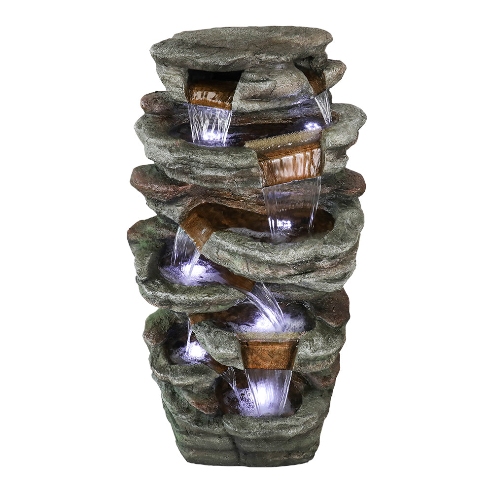 Westin Fountain 48" Tall Outdoor 6-Tier Amazonian Rainforest Waterfall Fountain with 30 LED LightsGPF220048