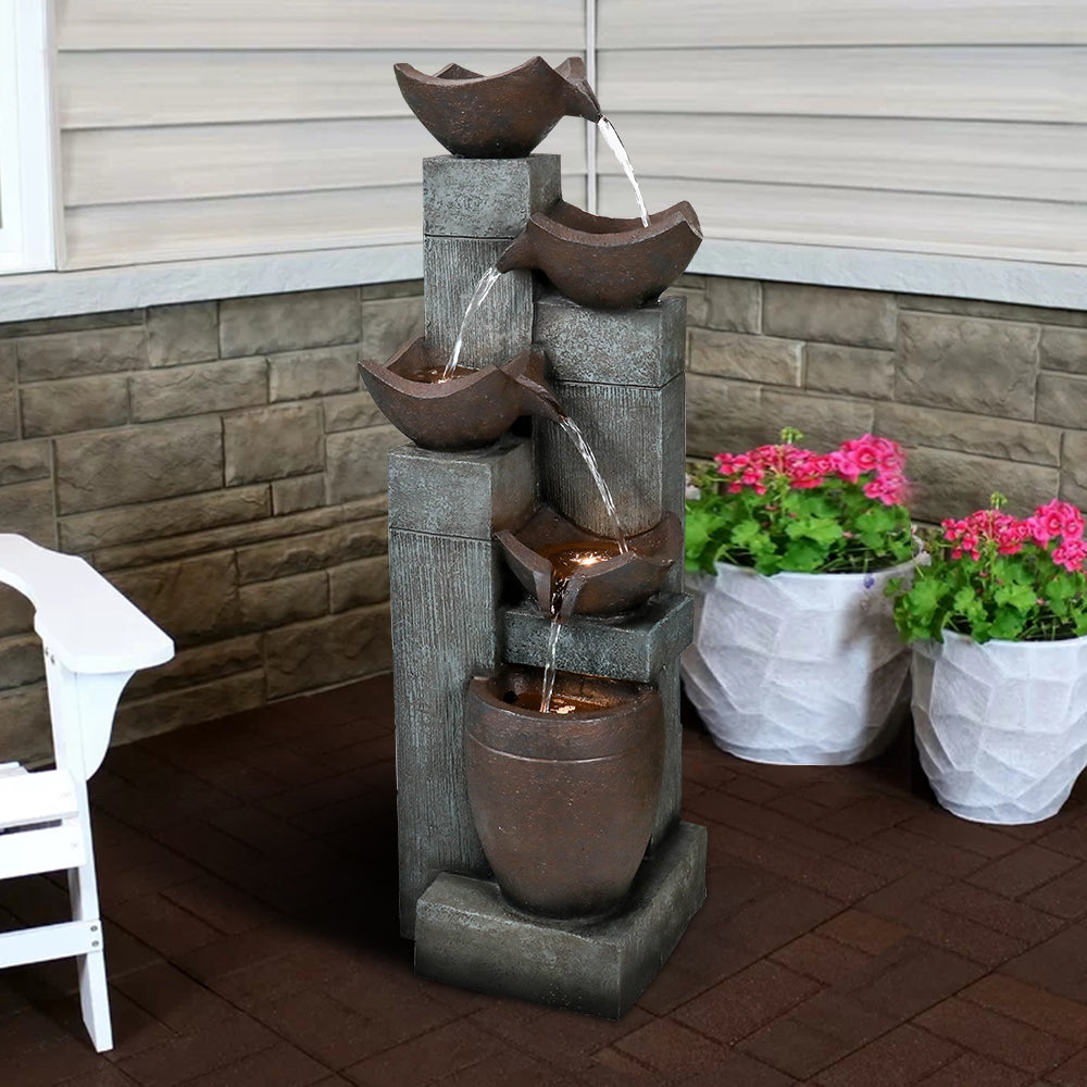 Westin Fountain 39" Tall Indoor/Outdoor Soothing 5-Tier Zen Fountain with LED LightsGPF210040