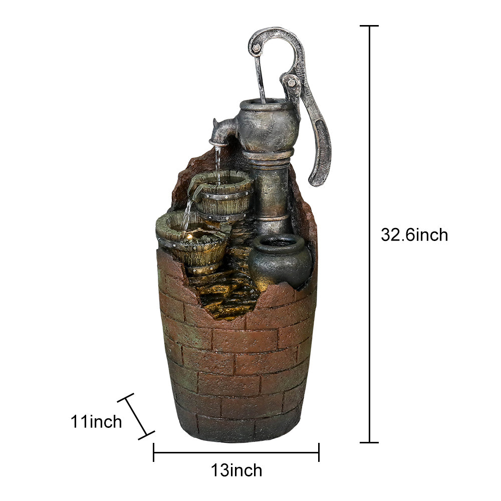 Westin Fountain 32" Tall Outdoor 4-Tier Barrel Pump Waterfall Fountain