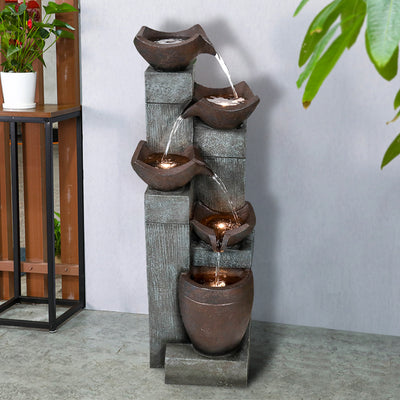 Westin Fountain 39" Tall Indoor/Outdoor Soothing 5-Tier Zen Fountain with LED LightsGPF210040