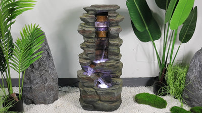 Westin Fountain 40-inch Outdoor Fountain with Lights Rockery Waterfall