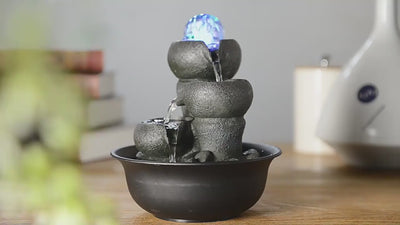 Westin Home Garden Water Feature, Indoor Tabletop 3-tier Water Fountain 7156033