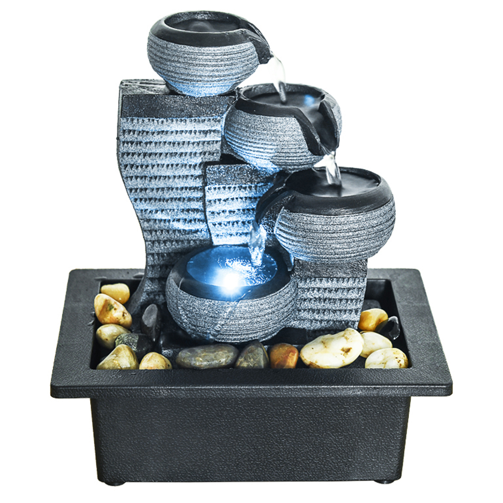 Westin Fountain Indoor Portable Waterfall Tabletop Fountains w/LED Lights 10.2-inch H