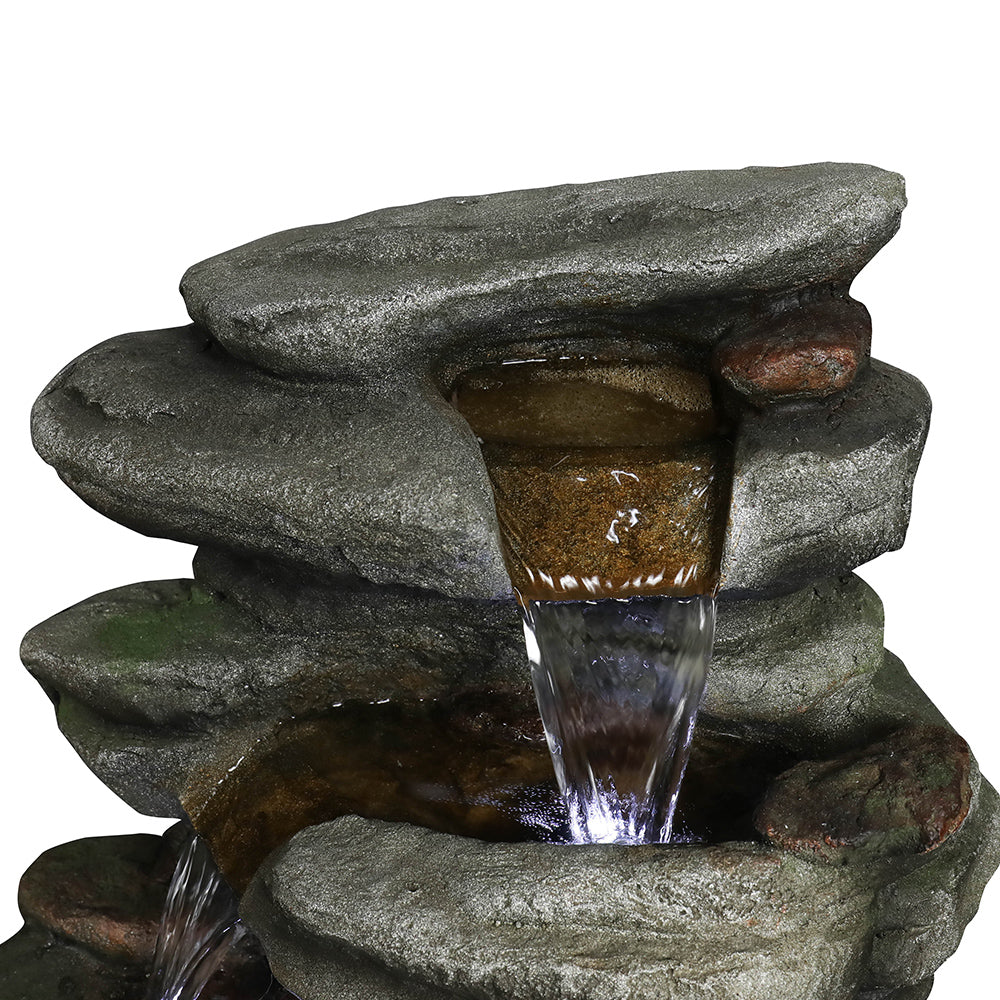 Westin Fountain 30.7in H 6-tier Rock Cascading WaterFountain w/LED Lights 