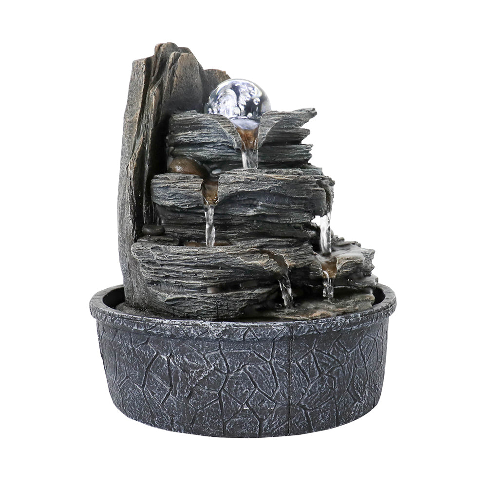 Westin Fountain 4-Tier Rockery Tabletop Fountain Cascading Fountain w/Led Light & Ball