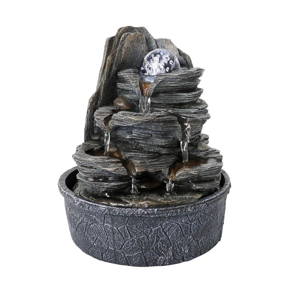 Westin Fountain 4-Tier Rockery Tabletop Fountain Cascading Fountain w/Led Light & Ball