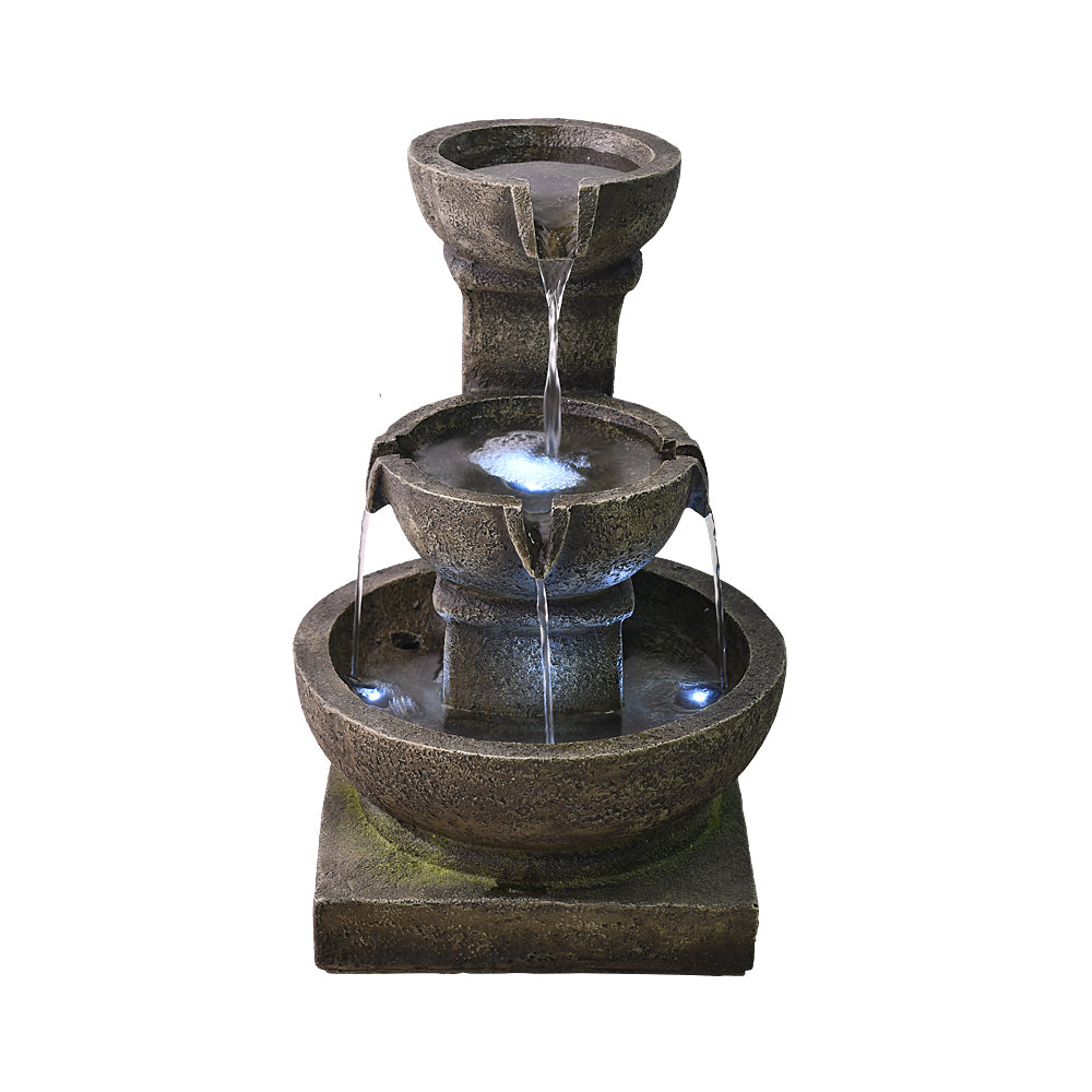 Westin Fountain 16.4-in H Resin Tiered Outdoor Rustic Pots with Light