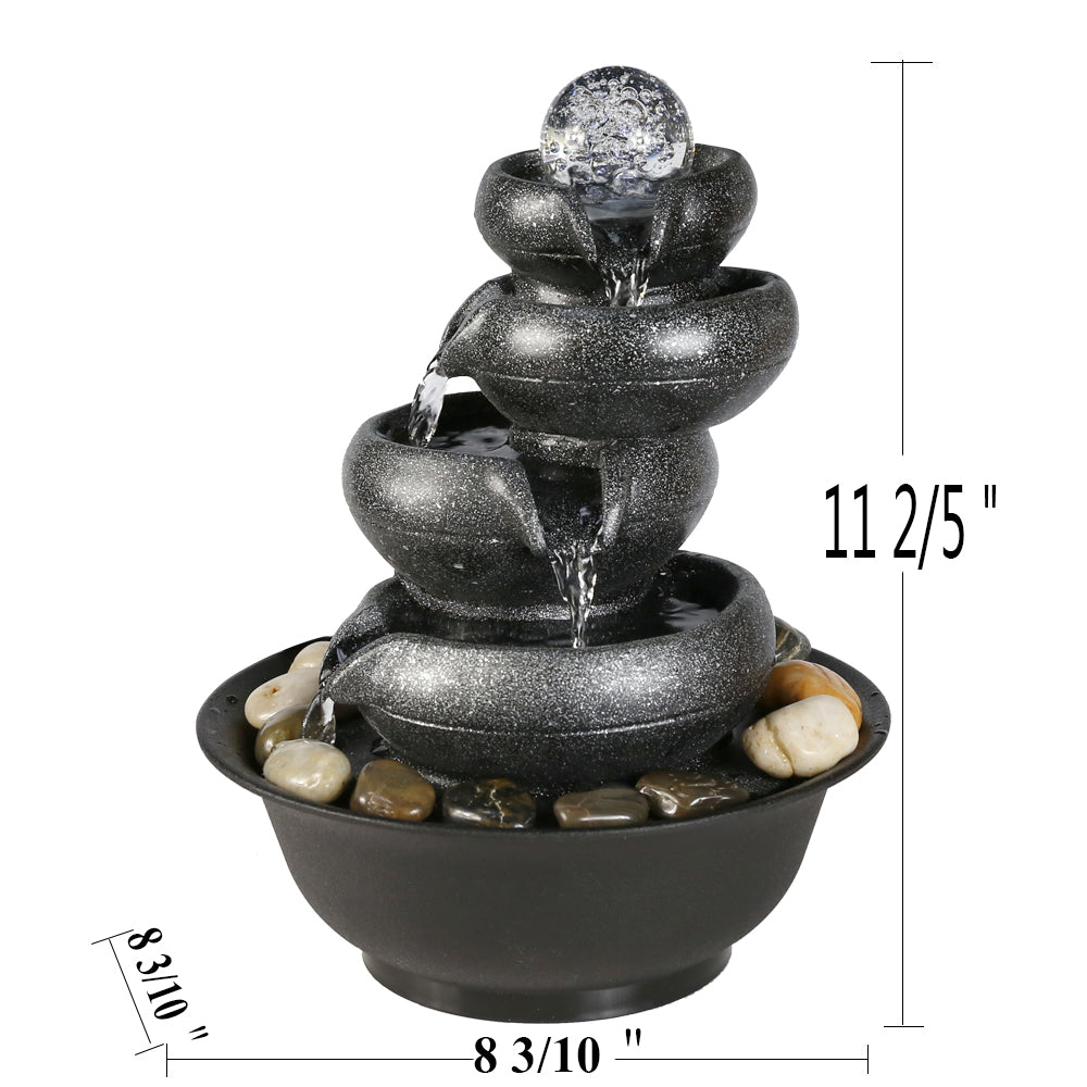 Westin Fountain 5-Tier Tabletop Water Fountain with Illuminated Crystal Ball Accent