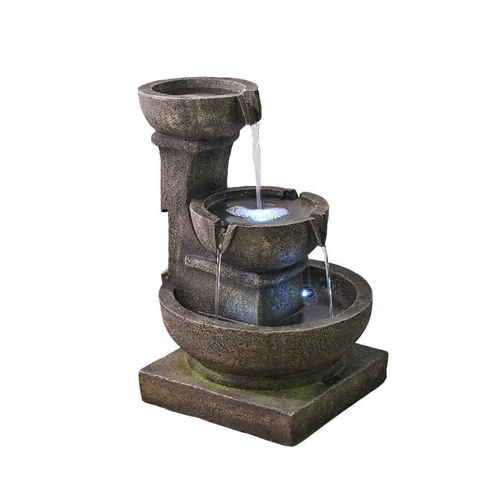 Westin Fountain 16.4-in H Resin Tiered Outdoor Rustic Pots with Light