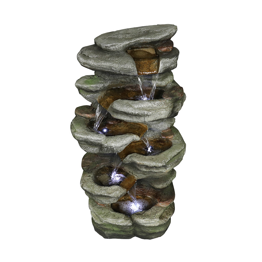 Westin Fountain 30.7in H 6-tier Rock Cascading WaterFountain w/LED Lights 