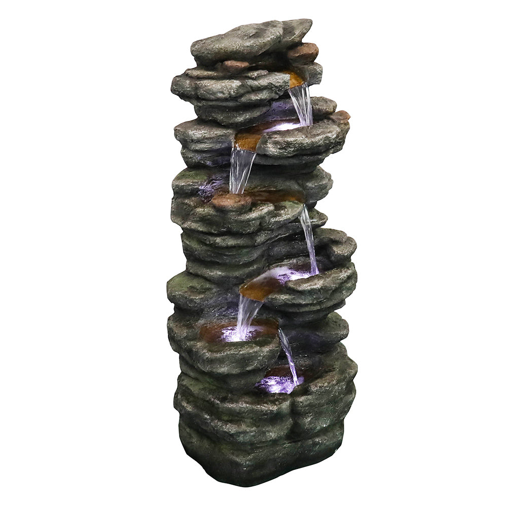 Westin Fountain 40-in H Resin Rock Indoor/Outdoor Fountain w/LED Light