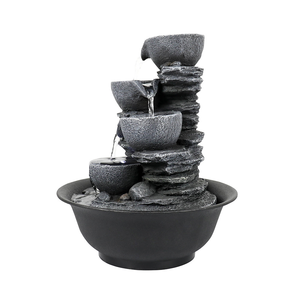 Westin Fountain 10.6-Inch H 4-Tier Bowls Cascading Tabletop Fountain with LED Light