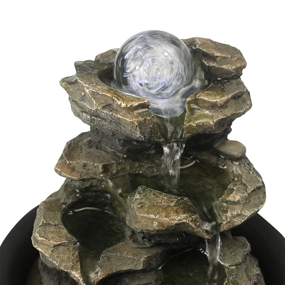 Westin Fountain 8.3-inch H 4-Tier Cascading Rock Falls Tabletop Water Fountain w/Light