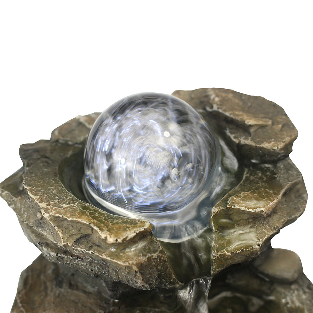 Westin Fountain 8.3-inch H 4-Tier Cascading Rock Falls Tabletop Water Fountain w/Light