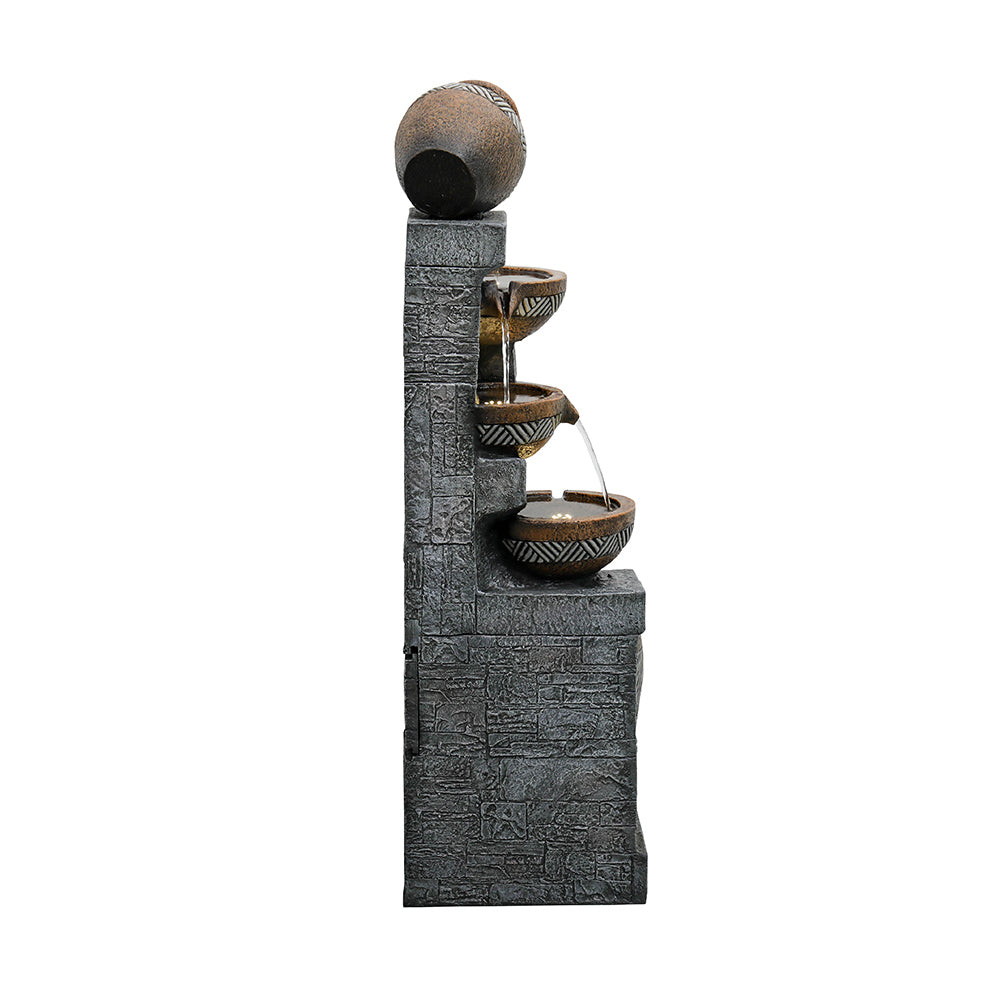 28.7-in H Outdoor Water Fountain, 5-Tier Concrete Cascading Waterfall - Grey - Floor - Stone