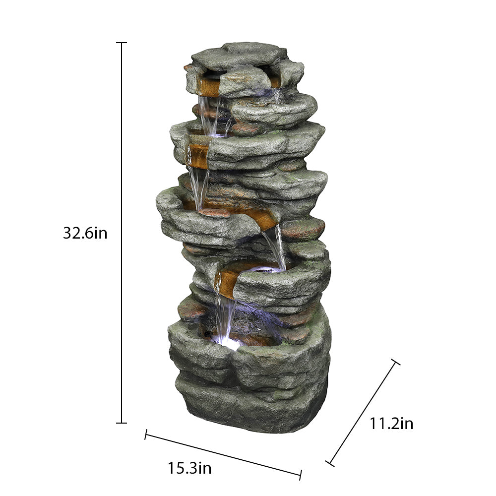 Westin Fountain 32.6" H Outdoor Resin waterfall Fountain w/Light 