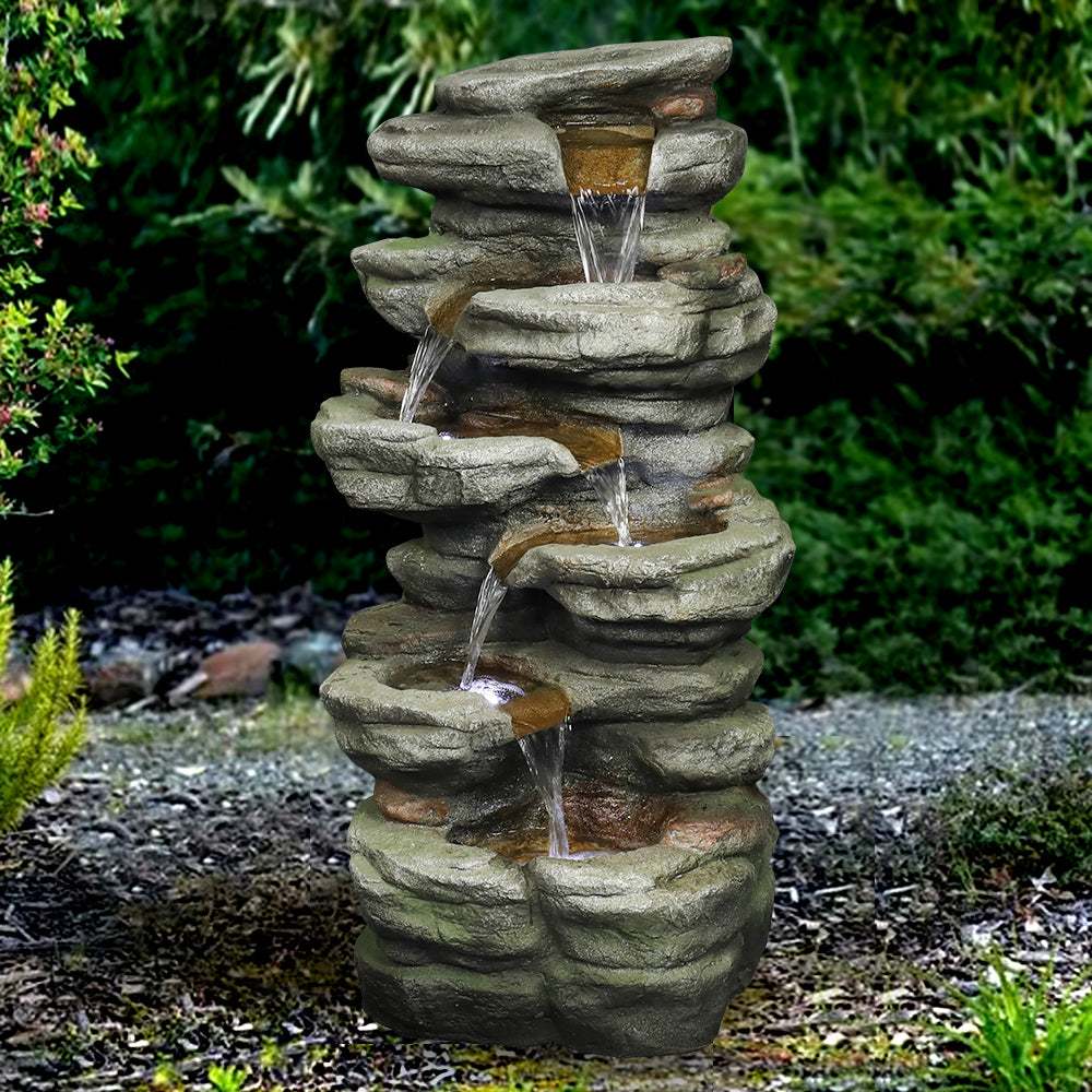 Westin Fountain 30.7in H 6-tier Rock Cascading WaterFountain w/LED Lights 