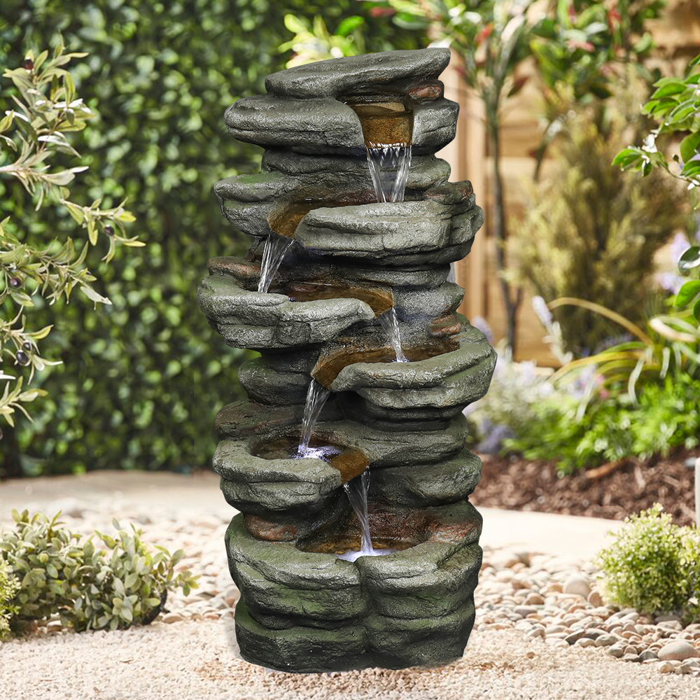 Westin Fountain 30.7in H 6-tier Rock Cascading WaterFountain w/LED Lights 